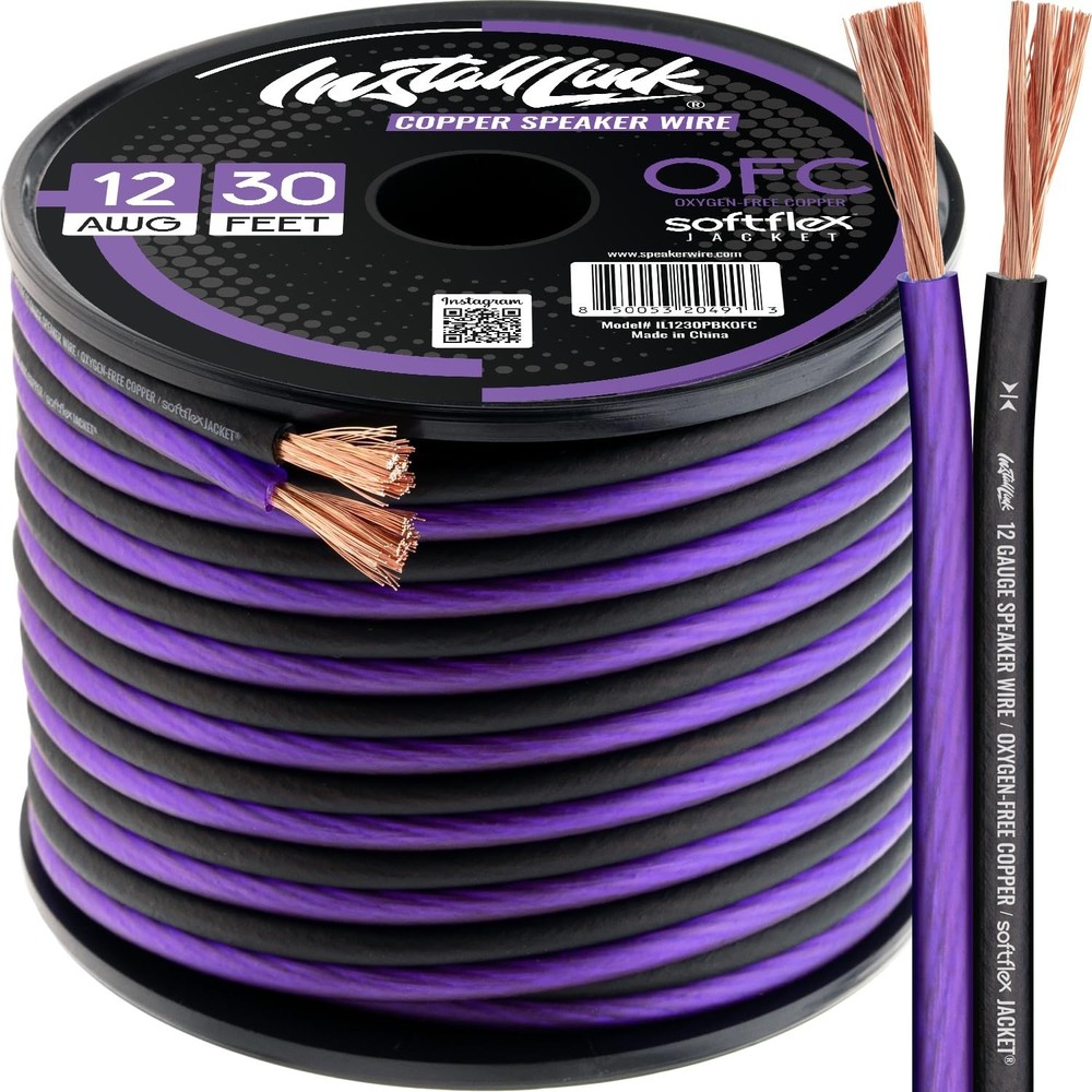 12 AWG Gauge Speaker Wire Cable (OFC) Stereo, Car or Home Theater (30 Feet)