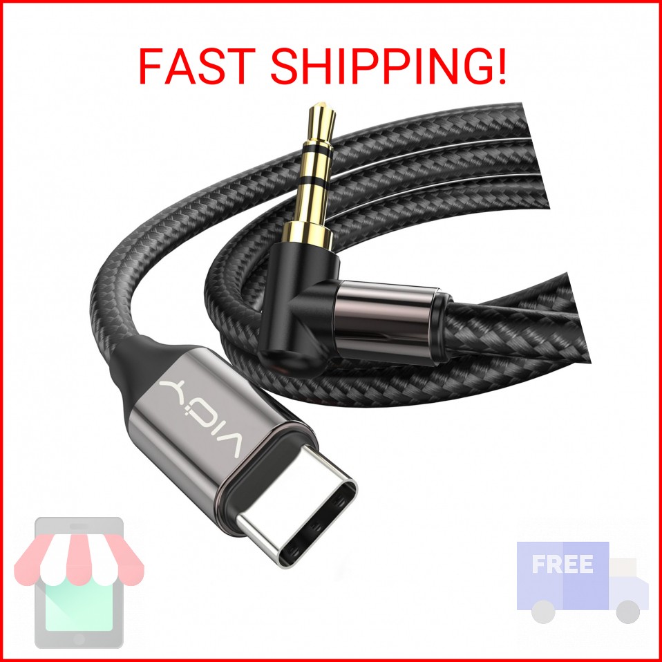 VIOY USB C to Aux 3.3 FT, Type C to 3.5mm Male Aux Cord for Car 90 Degree, USB-C