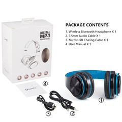 Blue Wireless Bluetooth Foldable Headphones Over Ear Hi-Fi Stereo Headset PC TV