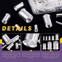 10-100PCS Wire Ferrules Crimp Terminal Connector Kits AWG (8 6 4 2 1/0 2/0) US