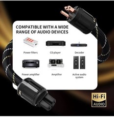 Premium Power Audio Cable 7 AWG Oxygen Free Copper HiFi Stereo 4.92 Ft