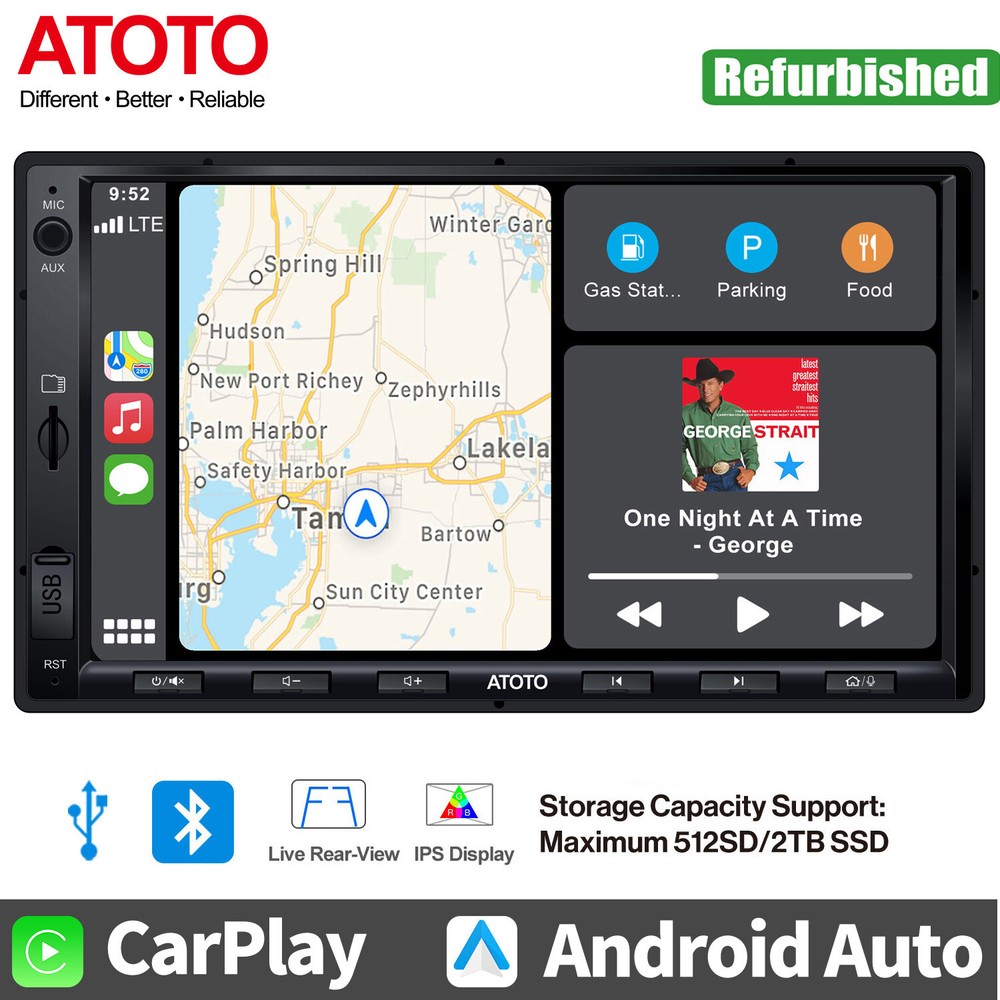 ATOTO F7 7in 2Din Bluetooth Car Stereo w/ Apple CarPlay/Android Auto/Mirrorlink