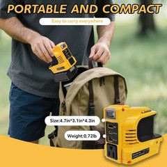 220W Portable Power Station For DeWalt 20V 5.0Ah Battery+Inverter 110V AC LED