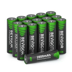 BEVIGOR AA Rechargeable Batteries 16 Pack, 2800 mAh High Capacity and Low Sel…