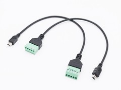 Mini USB Male to 5 Pin Screw Connector with Shield Terminal Plug Adapter Cable