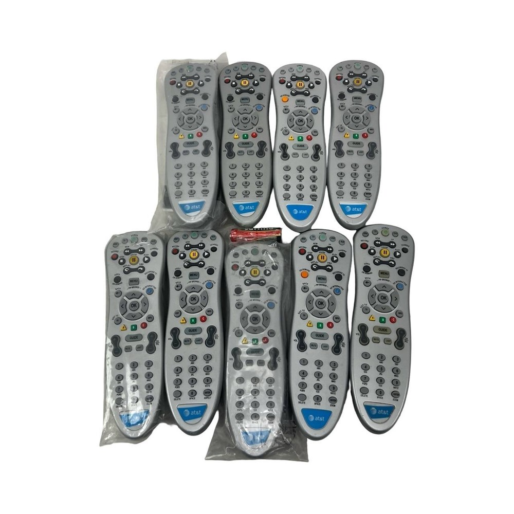 Lot of 9 – At&t Uverse RC1534801 Silver 5-10 m Wireless Handheld Remote Control