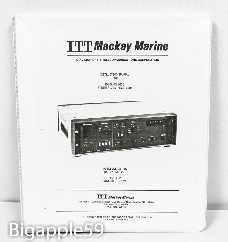 ITT Mackay Marine 3030A / EB3038 Communication Receiver User Service Manual