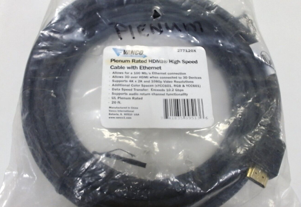 Vanco HDMI Plenum Rated 20ft Part# 277120X