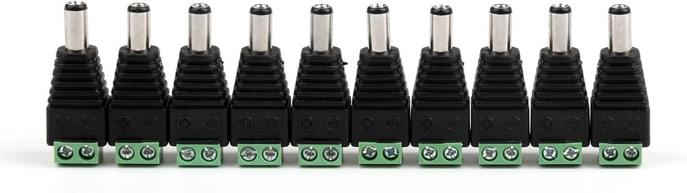 Areyourshop 10 Pcs 5.5mm x 2.5mm CCTV Camera DC Power Male Jack Black
