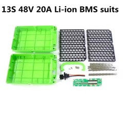 DIY 13S 8P 48V Li-ion Battery Box with 20A/30A BMS+Holder+Nickel Strip Assembly