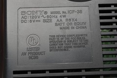 Sony ICF-38 Portable AM/FM Radio 2 Band AC or Battery Tested See Video