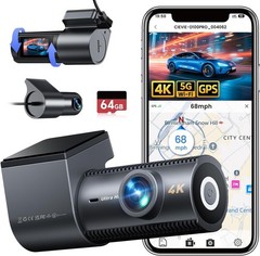 Advanced 4K+1080P Dash Cam with Night Vision & 5.8GHz WiFi Connectivity – 64GB