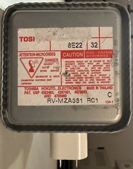 Toshiba 2M231H(L) Magnetron. Includes 5kV 0.8A Fuse