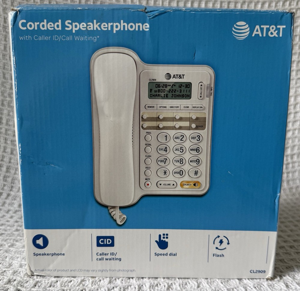 AT&T CL2909 Corded Speakerphone with Caller ID – White