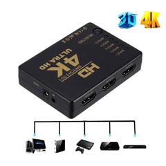 5 In 1 Out HDMI Switch 4K Splitter 5 Port Selector Switcher Hub IR Remote HDTV