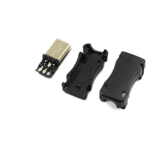5pcs connector Mini-USB Mini USB male plug Plastic Shell solder for cable