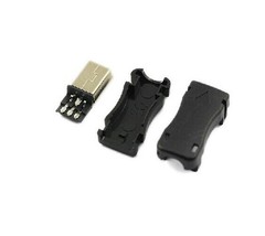 5pcs connector Mini-USB Mini USB male plug Plastic Shell solder for cable