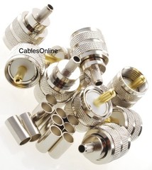 10-Pack UHF PL259 Male Crimp On Connector for RG58 RG142 LMR195 LMR200 Cable