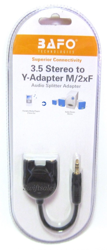 BAFO Premium 24K Gold Plated 3.5mm M/F Stereo Audio Headphone Y-Splitter Adapter