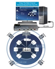 5.1 Channel USB 2.0 Surround Sound Adapter W/ Volume Control Optical Audio Input