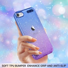 ULAK Clear Gradient Glitter Case for iPod Touch 7th/6th/5th Purple