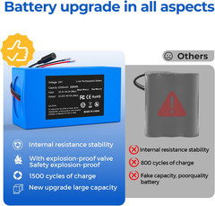 24V 12000Mah Rechargeable Lithium Ion Battery Pack with 29.4V Charger & Bare Lea