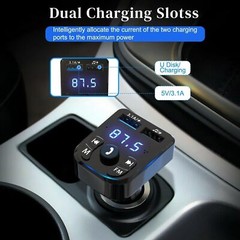 Bluetooth 5.0 Car Wireless FM Transmitter Adapter 2USB PD Charger AUX Hands-Free