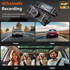 4 Channel Wifi Dash Cam 1080P HD Driving Recorder G-Sensor Car Front+Rear Camera