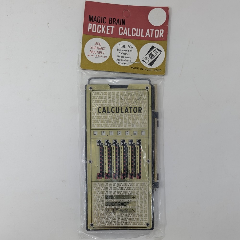 VTG Magic Brain Pocket Calculator Stylus Add Subtract Multiply Made in Hong Kong