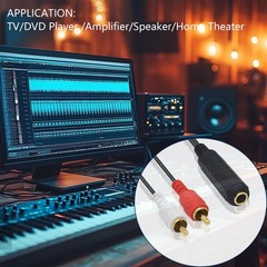 0.25M/0.8FT 6.35mm Female to 2 RCA Stereo Audio Y Splitter Cable,6.35mm 1/4 i…