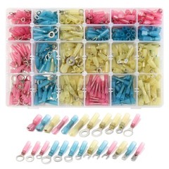 250Pc Heat Shrink Wire Connectors Electrical Ring Fork Spade Crimp Terminals Kit