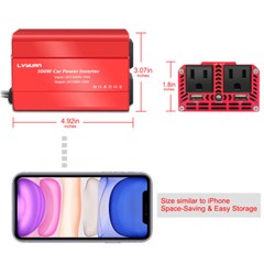500W Car Power Inverter DC 12V to AC 110V 120V Converter With 2USB 2Sockets Red