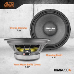 4x PRV 10″ Midrange Speaker 10MR650A 8 Ohm ALTO 10in PRO Car Audio 2600w Package