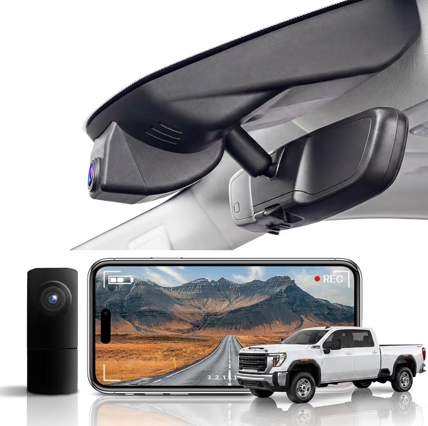 Front 4K & Rear 1080P Dash Cam for GMC Sierra 1500 2022-2026 UHD 2160P Video