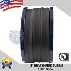1/2″ 100 FT. 100 Feet BLACK 13mm Polyolefin 2:1 Heat Shrink Tubing Tube Cable UL