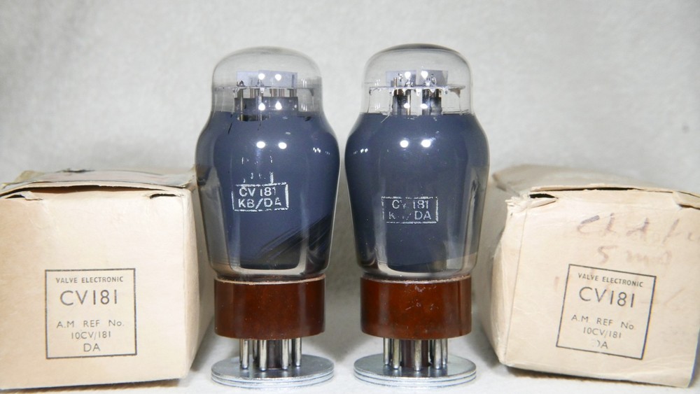 Matched Pair Mullard ECC32/CV181 Smoke Glass Brown Base Made in UK in 1949/1955
