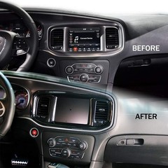 Carbon Fiber Dashboard Dvd Navigation Screen Frame Cover Trim for Dodge Charger