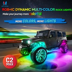 1Set 2/8/10/12 Pods C2 Max RGB-IC LED Rock Lights Underbody Extend Up to 24 Pods