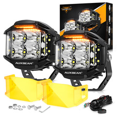 6X AUXBEAM 4” LED Work Driving Light Pods Ditch Fog Dual Side Shooter Amber DRL
