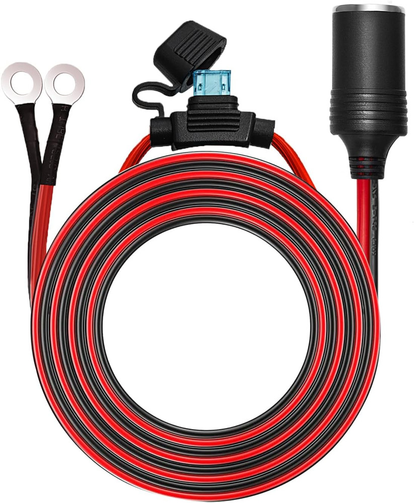 12V / 24V Power Supply Car Plug Outlet – 6FT/3FT UL 16AWG Cable with 15A Fuse –