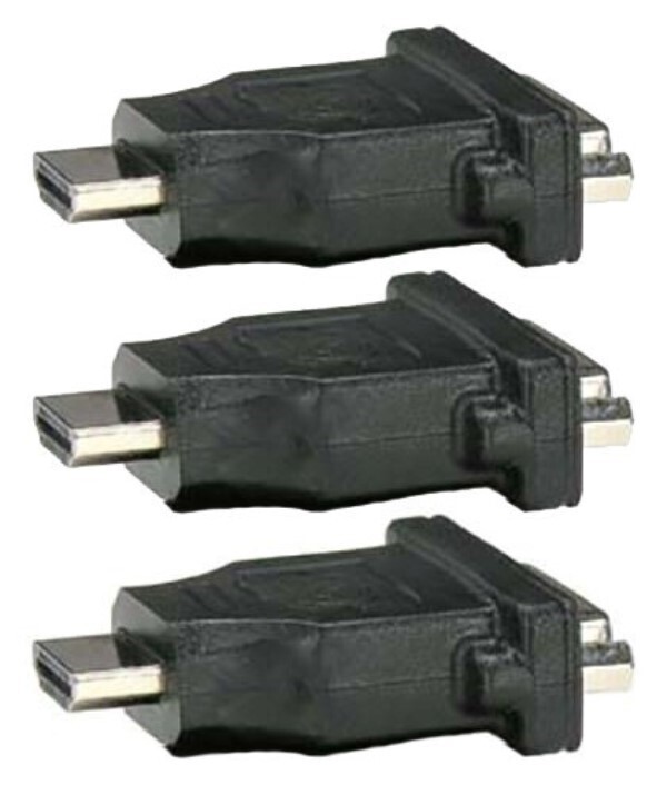3x HDMI Male to DVI-D 24+5 Pin Female Audio Video Adapter Cable Connector Black