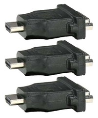 3x HDMI Male to DVI-D 24+5 Pin Female Audio Video Adapter Cable Connector Black