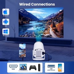 4K Mini Projector Android LED 1080P WiFi Bluetooth HD Portable Home Theater HDMI