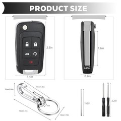 2 Pack 5 Button Key Fob Case for Chevy Cruze Equinox Impala Camaro Malibu