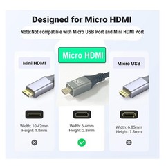 Seadream Micro HDMI to 2.1,1.64FT 2Pack Aluminum 8K 1.64FT/2 Pack, Black