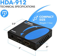 4K 60Hz 18G HDMI 2.0 Audio Converter Extractor – SPDIF + 3.5Mm Output