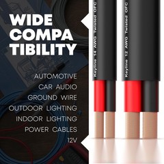 12 Gauge Speaker Wire 100 Feet Black| 122 Awg Gauge Outdoor Speaker Wire Cl3 Cl2