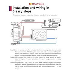 Daly BMS 13S 48V 60A Li-ion BMS Common Port w/ Balance+NTC Temperature Sensor US