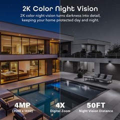 Geeni Hawk 3 Ultra 2K Wi-Fi Outdoor Cameras w Alexa Google Voice Control  2 Pack