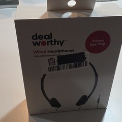 Deal Worthy Wired Headphones On-Ear Ear-Pad, Adjustable Headband, 3.5mm Black